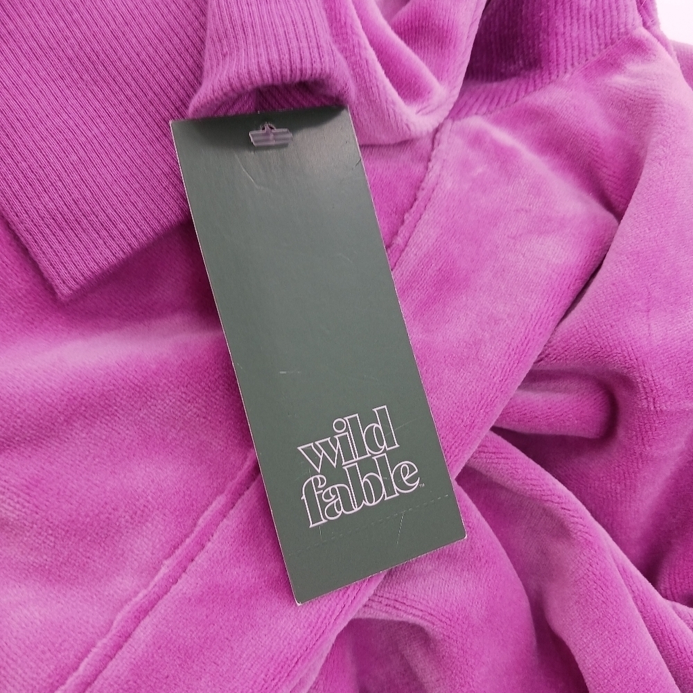 WILD Fable Velour Quarter Zip Tunic Sweatshirt Womens Purple Size XS - Picture 4 of 11